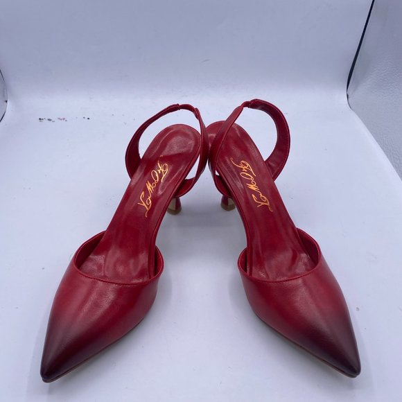 A FOWT red pointy to slingback stilettos heels pumps shoes - Picture 2 of 13